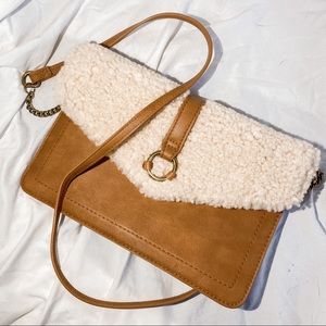Universal Thread Crossbody, Tan, Sherpa Bag, Faux Leather & Fur Purse